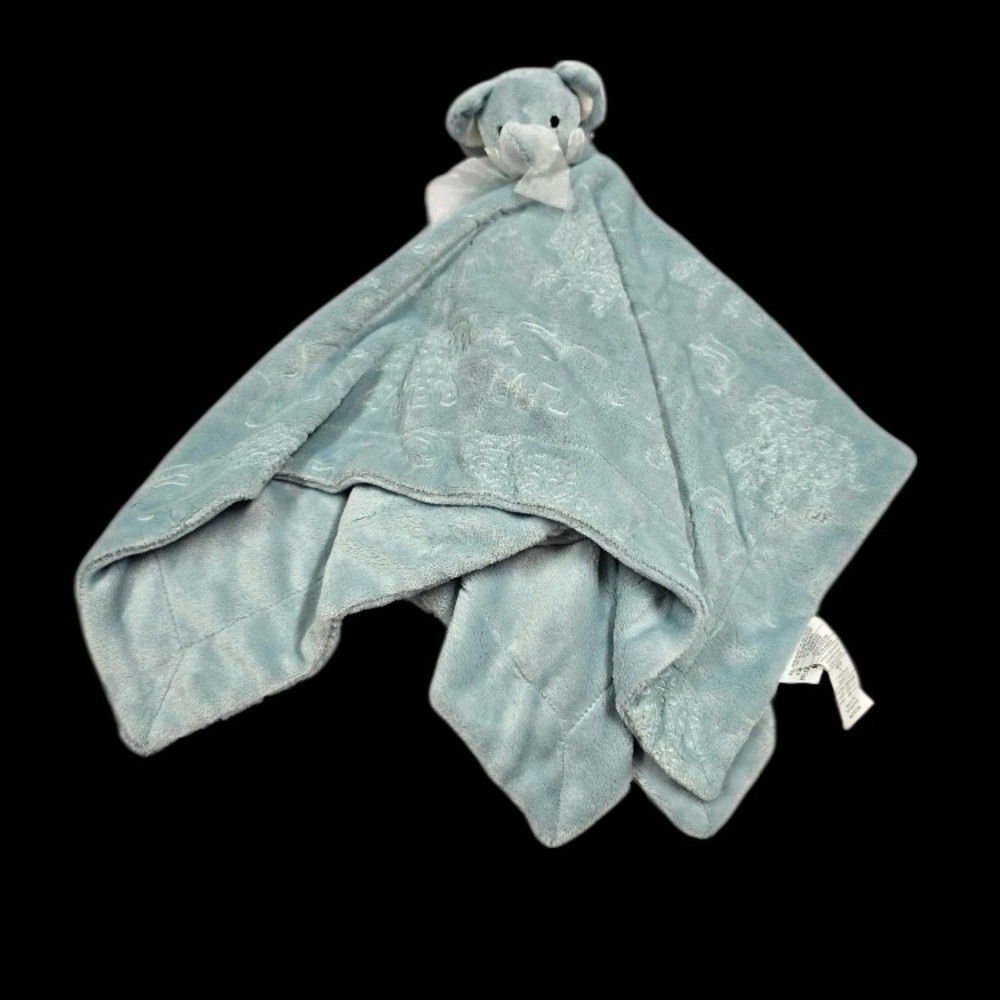 Baby THRO Beth Bazaar Elephant Embossed Lovey Security Blanket Huge 30x30 gray
